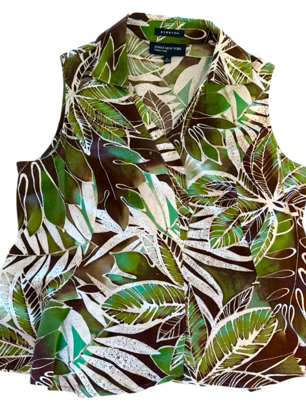 Tropical print sleeveless blouse L